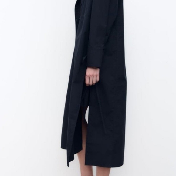 NWT Zara Navy Voluminous Poplin Dress Sz XXL - Picture 2 of 11